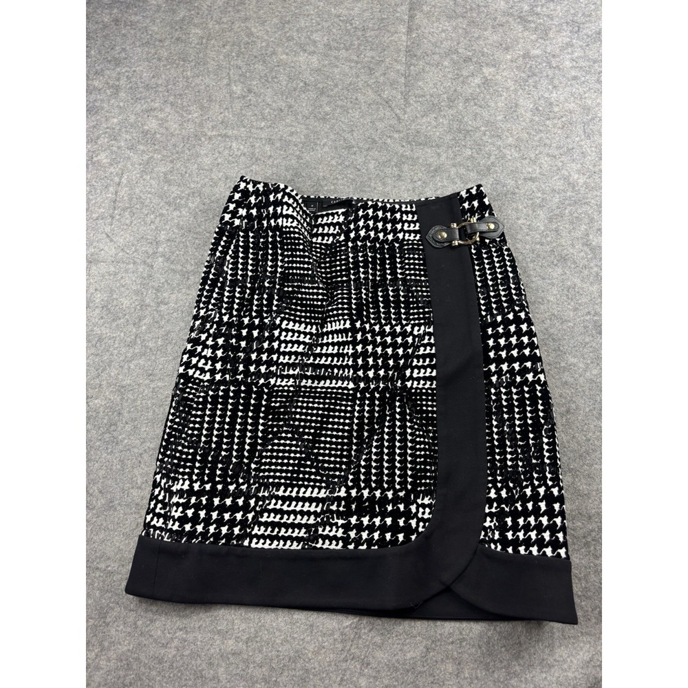 Carlisle Houndstooth Pencil Skirt Women's 2 Black White Career Old Money Classy